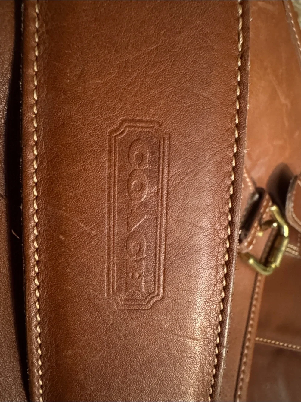 Coach Saddle Brown Leather Briefcase with Brass Hardware